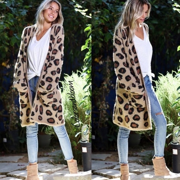 FERRIA Leopard Fuzzy Cardigan - Picture 3 of 6